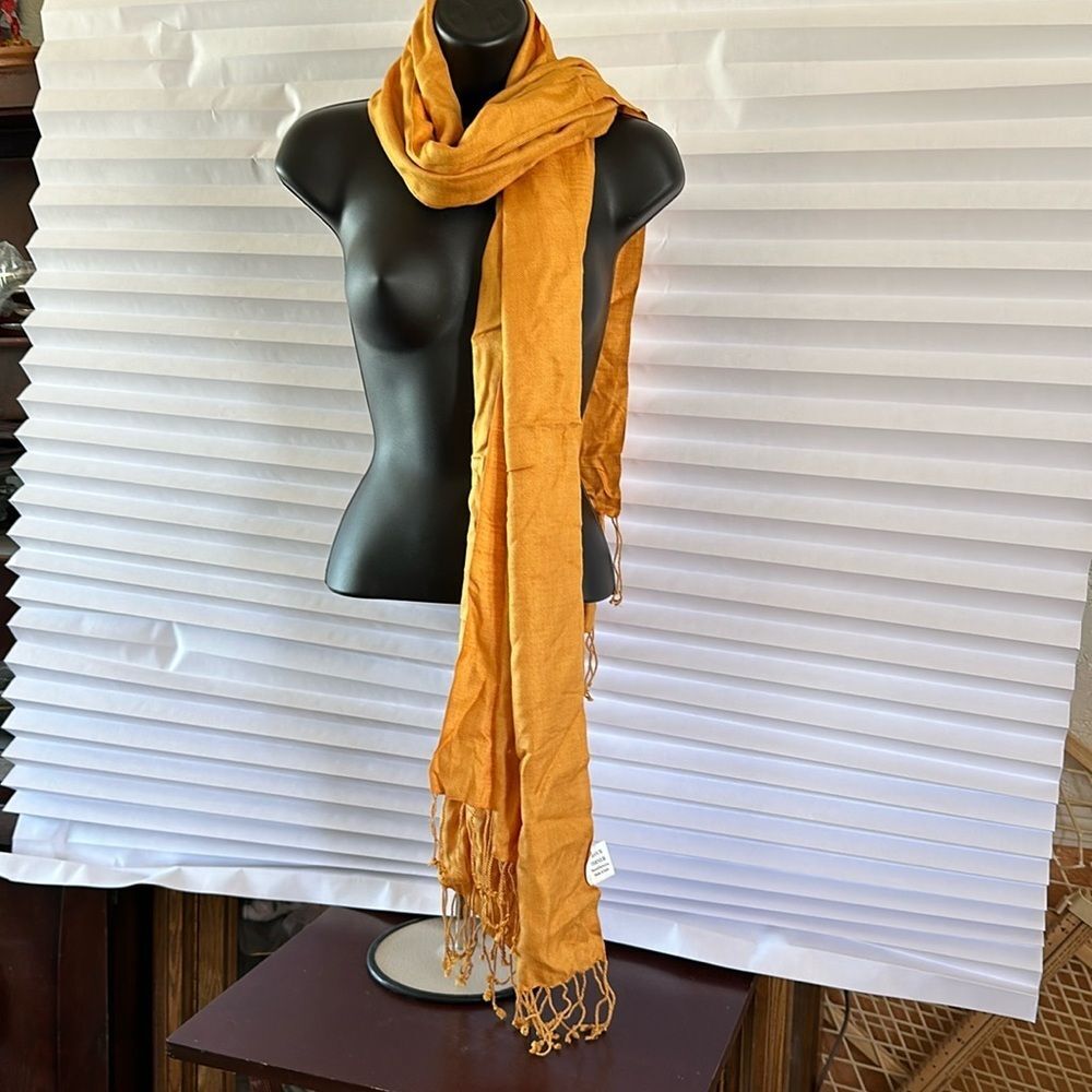 Bijoux Terner Gold Pseudo Pashmina Scarf Shawl Wrap Soft Elegant Lightweight